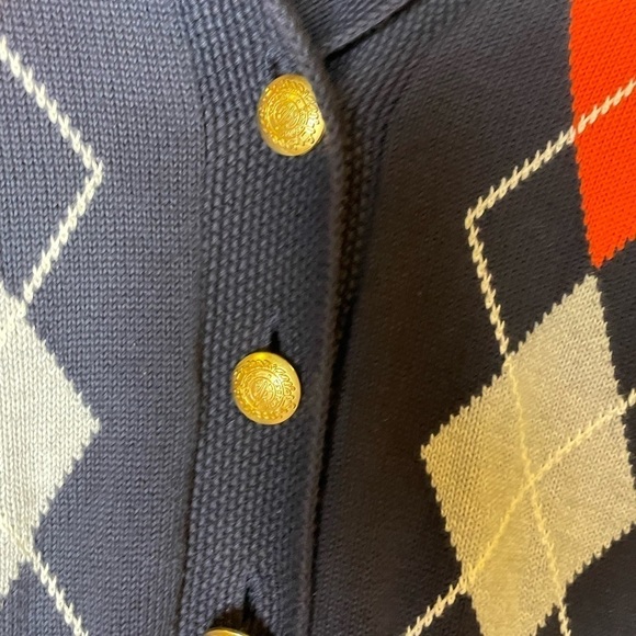 Tommy Hilfiger Argyle Button Up Sweater Cardigan - Picture 2 of 7